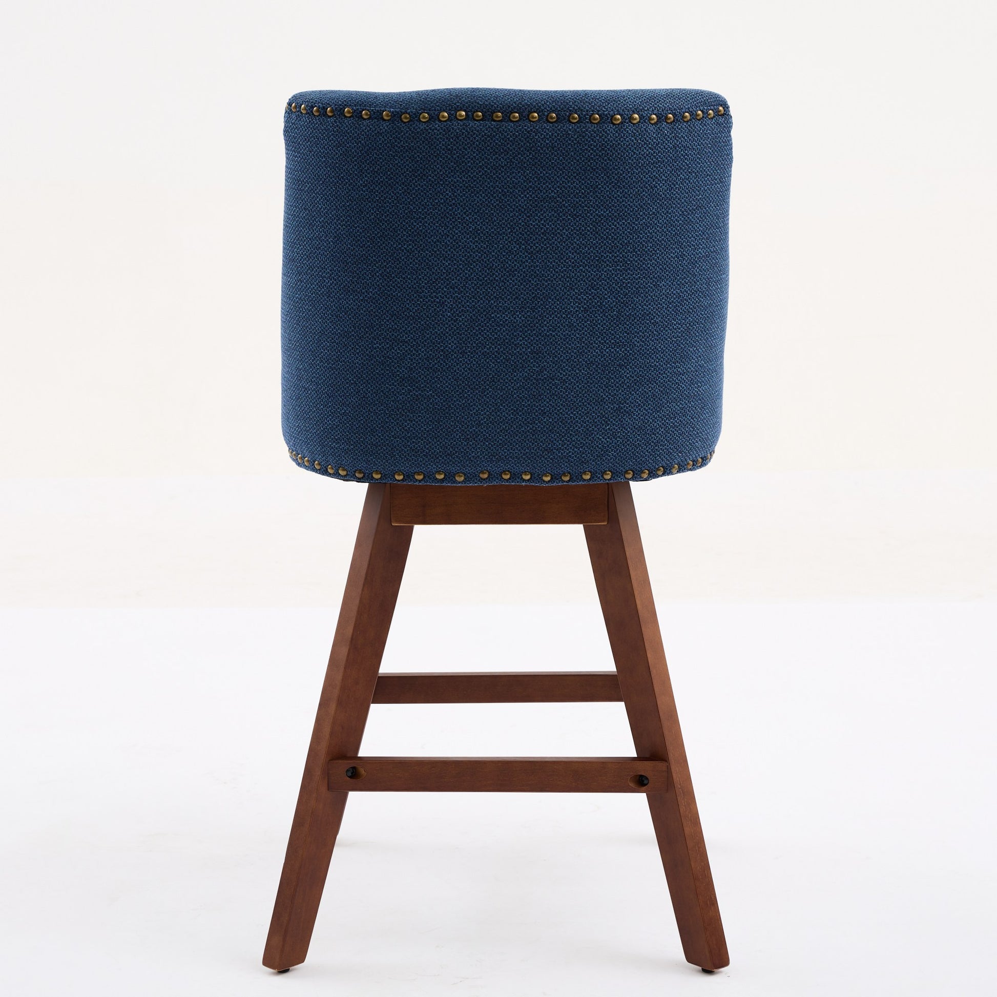 Counter Height Swivel Barstools, 26'' H Seat Height Upholstered Bar Stools Set Of 2, Fabric In Blue Blue Dining Room American Design Rubberwood Set Of 2 Foam Wood Fabric