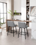 Counter Height Swivel Bar Stools Set Of 2, 360 Swivel Upholstered Barstools With Back And Metal Legs, 25.6