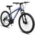 A2610 26 Inch Mountain Bike 21 Speeds, Suspension Fork, Steel Frame Disc Brake For Men Women Mens Bicycle Blue Steel