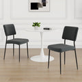 Modern Grey Simple Velvet Dining Chair Fabric Upholstered Chair Family Bedroom Stool Back Dressing, White Round Table Set, Chair Black Metal Legs Set Of 3 White Mdf