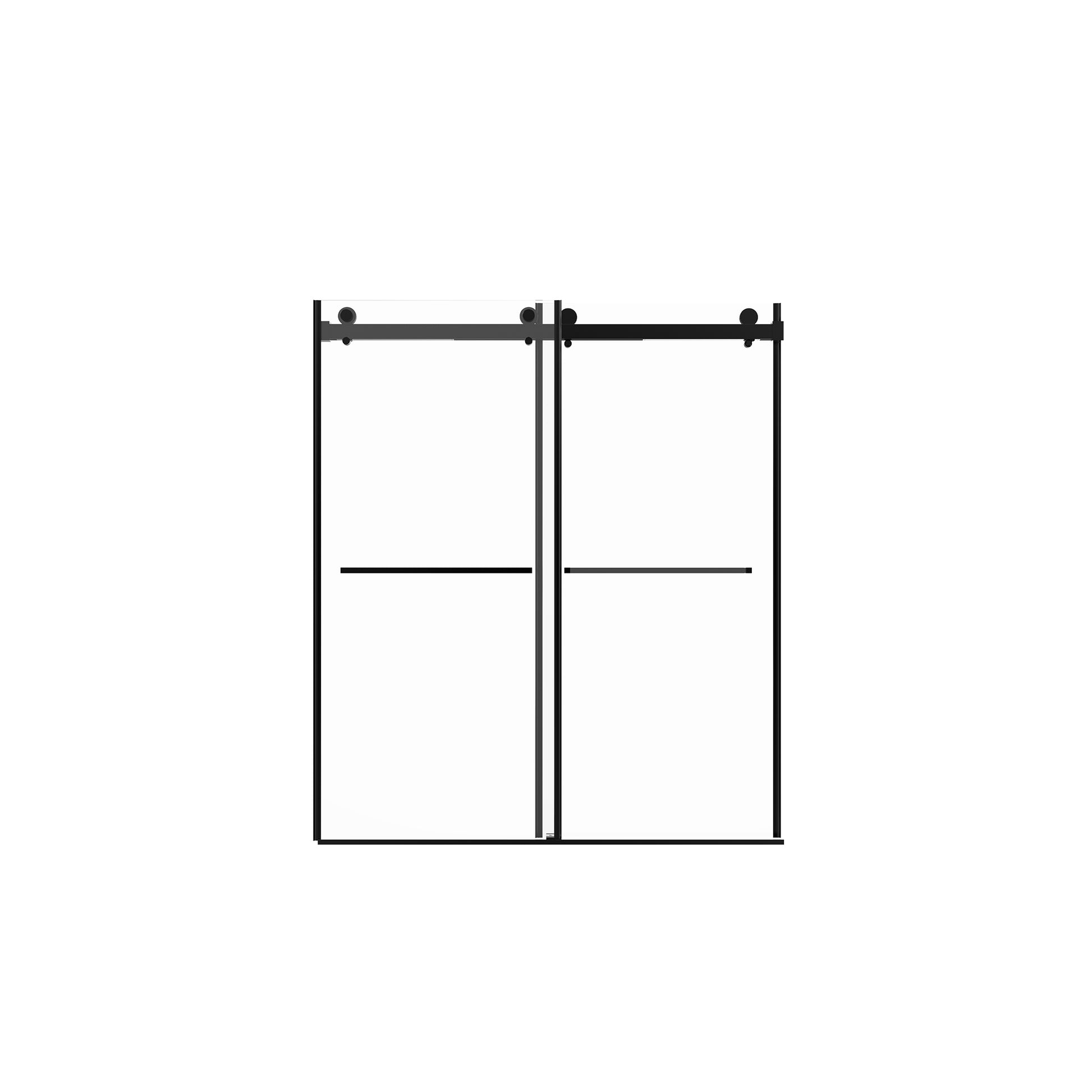 56" 60"W X 70"H Frameless , Double Sliding , 5 16" 8Mm Laminated Glass Premium Tempered Glass Shower Enclosure,Double Side Easy Clean Coat,Matte Black Finished With Buffer Matte Black Bathroom American Design Stainless Steel