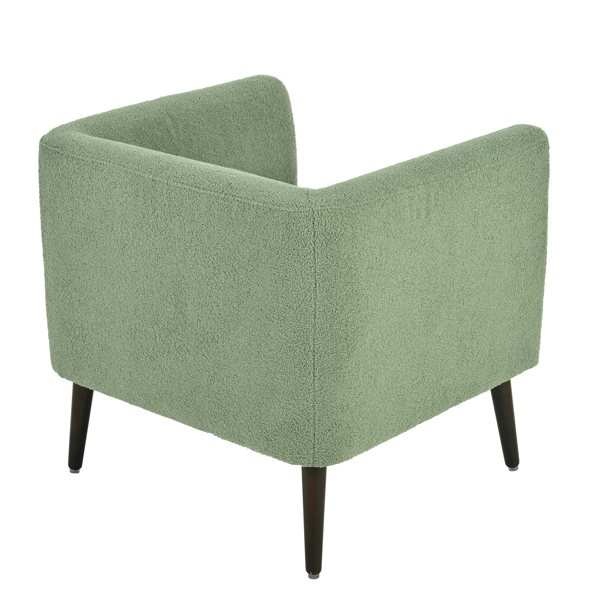 Barrel Chair, Teddy Fabric Accent Chair, Fabric Armchair Club Chair,Upholstered Arm Chair With Solid Wood Legs,Waist Pillow,Padded Single Chair For Living Room Bedroom Study Waiting Room,Green Green