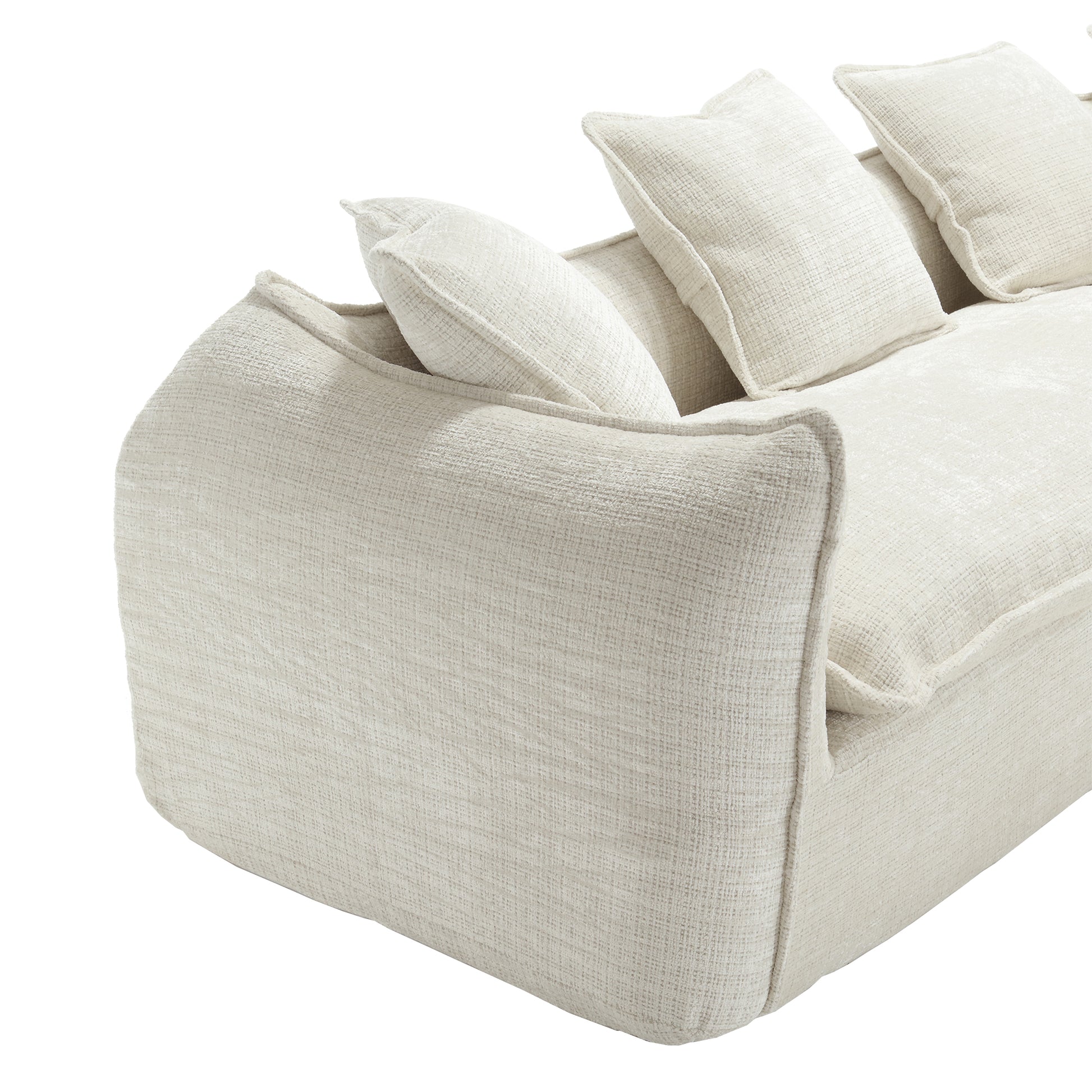 Modular Sectional Sofa, U Shaped Couch With Sofa For Five & Pillows, Modern Minimalist Chenille Fabric Large Comfy Cloud Sofas, Living Room Furniture Sets Beige Chenille 5 Seat