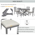 5 Piece Retro Functional Dining Table Set Extendable Round Table And 4 Upholstered Chairs For Dining Room And Living Room Grey Grey Solid Wood