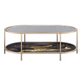Fiorella Coffee Table, Glass, Black Marble Paint & Gold Finish Lv02222 Gold Metal