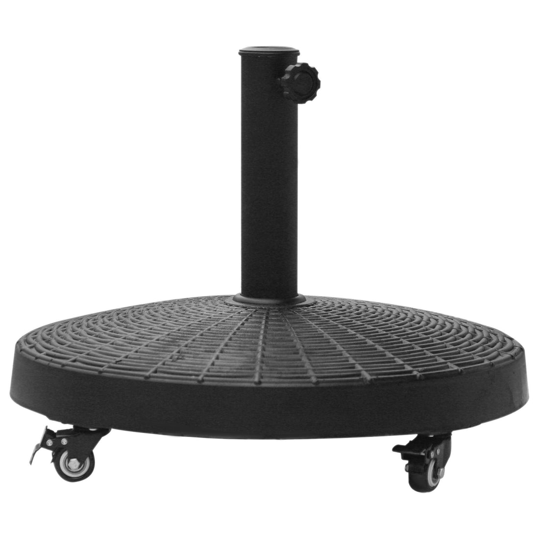 Outsunny 50 Lbs. Umbrella Base, 20.5", Round Heavy Duty Umbrella Stand With Wheels For 1.5" Or 2" Umbrella Poles, Patio Market Stand For Outdoor, Lawn, Deck, Poolside, Black Black Resin