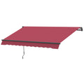 Outsunny 10' X 8' Retractable Awning, Patio Awnings, Sunshade Shelter W Manual Crank Handle, Uv & Water Resistant Fabric And Aluminum Frame For Deck, Balcony, Yard, Red Red Aluminum