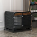 Heavy Duty Dog Crate Furniture Wooden Table Pet Dog Cage Kennel House Indoor Side End Table Decor With Removable Trays And Lockable Wheels For Medium And Large Dogs 42