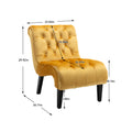 Coolmore Modern Velvet Armless Accent Living Room Chair Leisure Chair,Upholstered Fabric Button Comfortable Chair With Wooden Legs For Bedroom, Living Room, Office Mustard Velvet Mustard Primary Living Space Foam Velvet