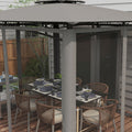Outsunny 10' X 12' Patio Gazebo With Netting, Double Roof Outdoor Gazebo Canopy Shelter, Solid Metal Frame For Garden, Lawn, Backyard, Deck, Dark Gray Gray Metal