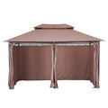 Outsunny 10' X 13' Patio Gazebo, Outdoor Gazebo Canopy Shelter With Curtains, Vented Roof, Steel Frame For Garden, Lawn, Backyard And Deck, Khaki Khaki Steel