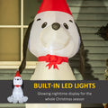 Homcom 6Ft Christmas Inflatables Outdoor Decorations Puppy Dog Wearing A Santa Hat, Blow Up Yard Christmas Decor With Led Lights Display White Fabric