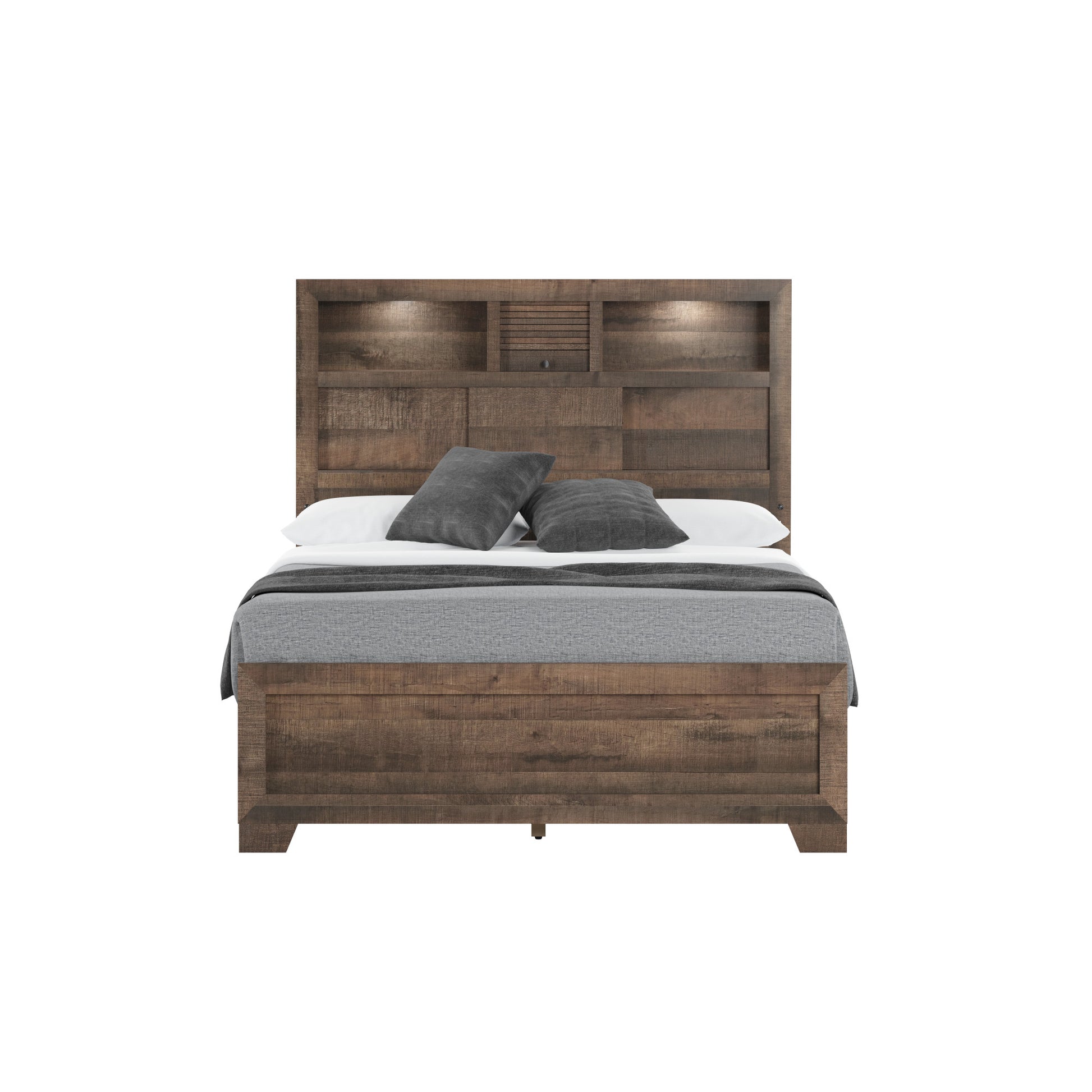 Plinz Brown Full Bookcase Bed Full Brown Engineered Wood