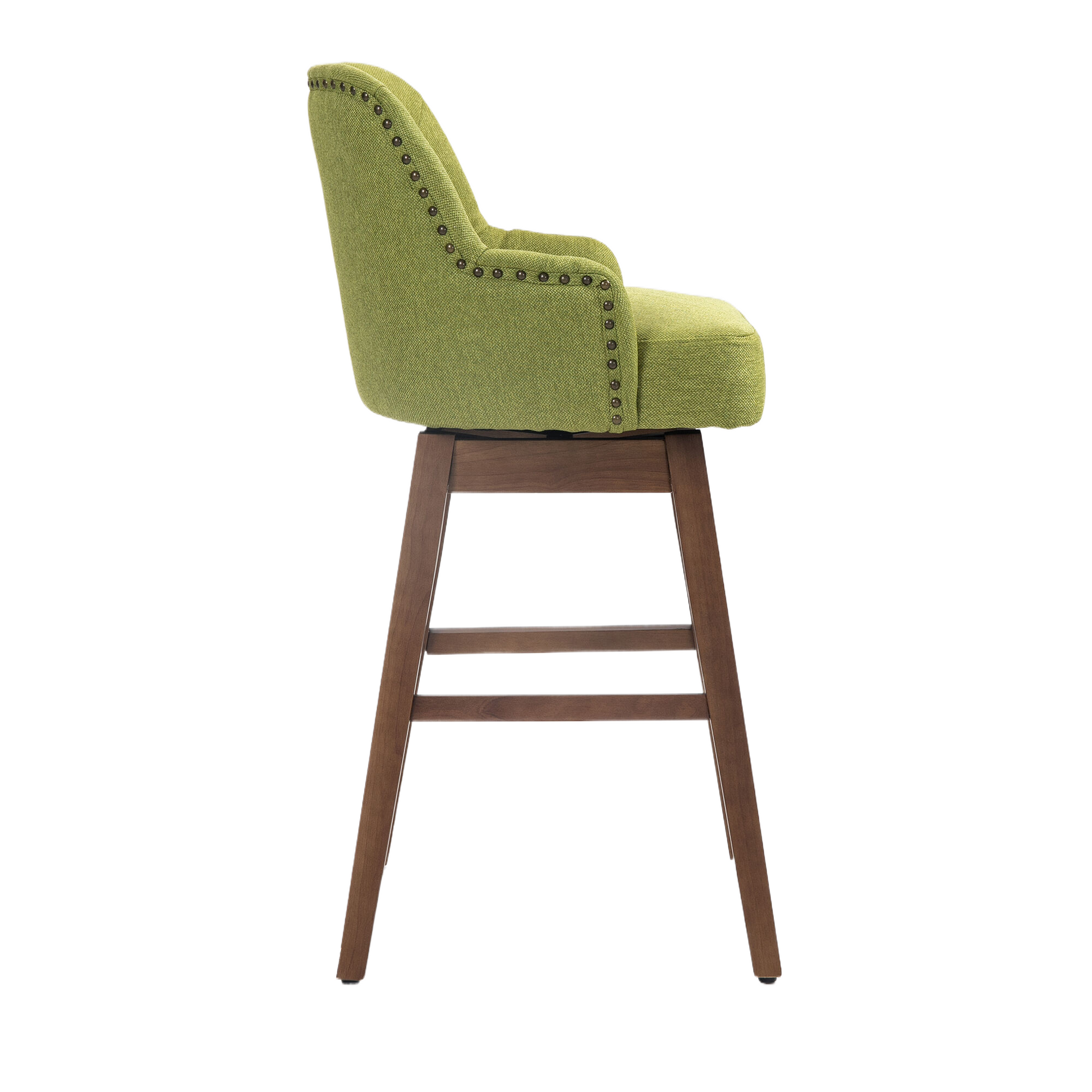 Coolmore Bar Stools Set Of 2 Counter Height Chairs With Footrest For Kitchen, Dining Room And 360 Degree Solid Wood Legs Swivel Bar Stools Set Of 2 Olive Linen Olive Foam Linen