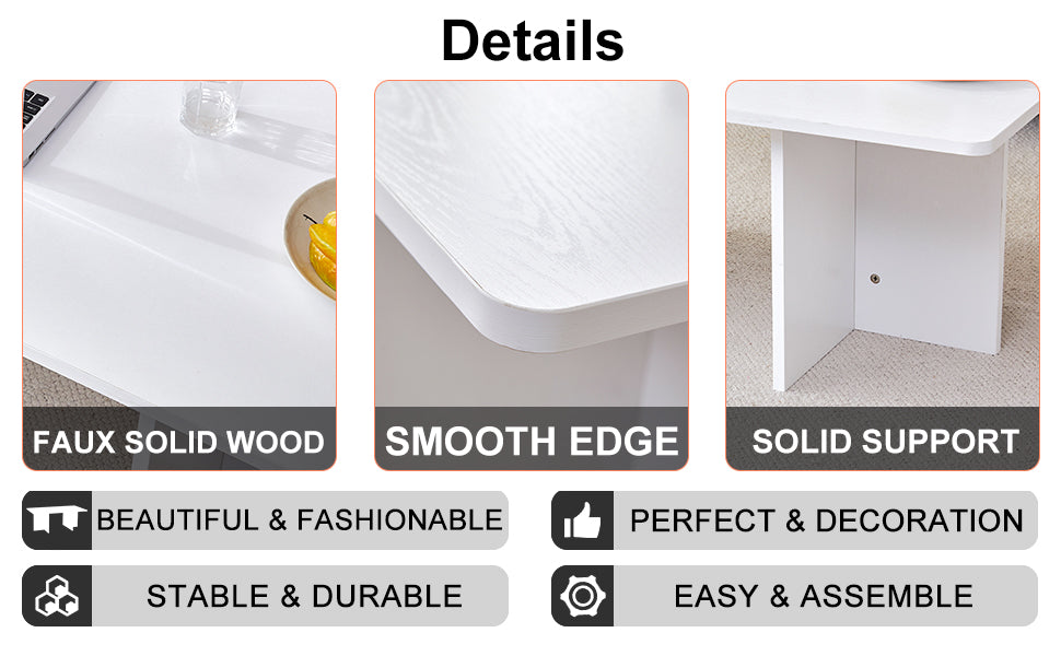 A Modern And Practical White Coffee Table. The Coffee Table Is Made Of Medium Density Fiberboard Material, Suitable For Living Room, Bedroom, And Study. Ct 2O White Mdf