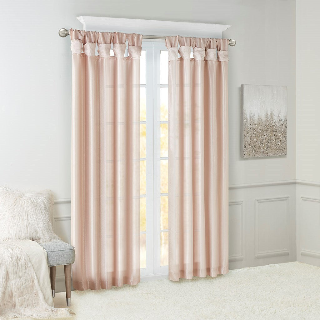 Twist Tab Lined Window Curtain Panel Only 1 Pc Panel Blush Polyester