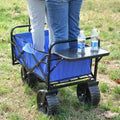 Folding Wagon Garden Shopping Beach Cart Blue Blue Metal