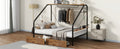 Full Size Metal Frame Platform Bed With Clothes Rack, Storage Shelves And 2 Drawers, Black Box Spring Not Required Full Black Metal Mdf Metal