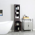 Homcom Bathroom Storage Cabinet, Free Standing Bathroom Storage Unit, Tall Linen Tower With 3 Tier Shelves And Drawer, Brown Brown Mdf