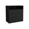 Omaha Dresser Multi Storage Compact Unit With Spacious 3 Drawers And Cabinet Black Black Particle Board