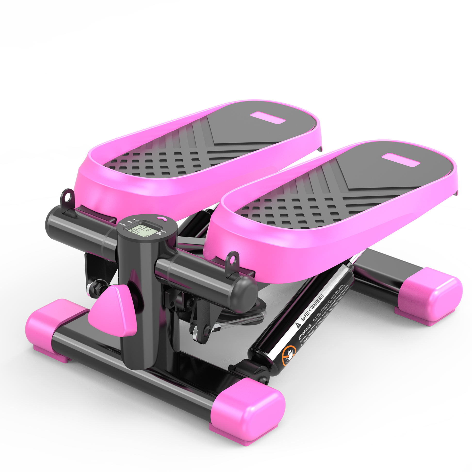 Home Office Exercise 330Lbs Capacity Mini Stepper With Resistance Bands And Lcd Monitor Pink Black Steel