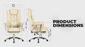 Office Chair, Big And Tall Executive Office Chair With Footrest, Leather Computer Chair, Ergonomic Reclining Chair High Back With Lumbar Support, Large Home Office Chair Beige Beige Pu Leather