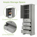 Storage Cabinet with 2 Doors and 4 Drawers for grey-mdf