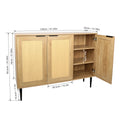 47.24 '' Wide Elegant Kitchen Buffet Storage Cabinet With 3 Rattan Doors For Bedroom Living Room Kitchen Cupboard Wooden Furniture With 3 Tier Shelving ,Natural Color Natural Particle Board