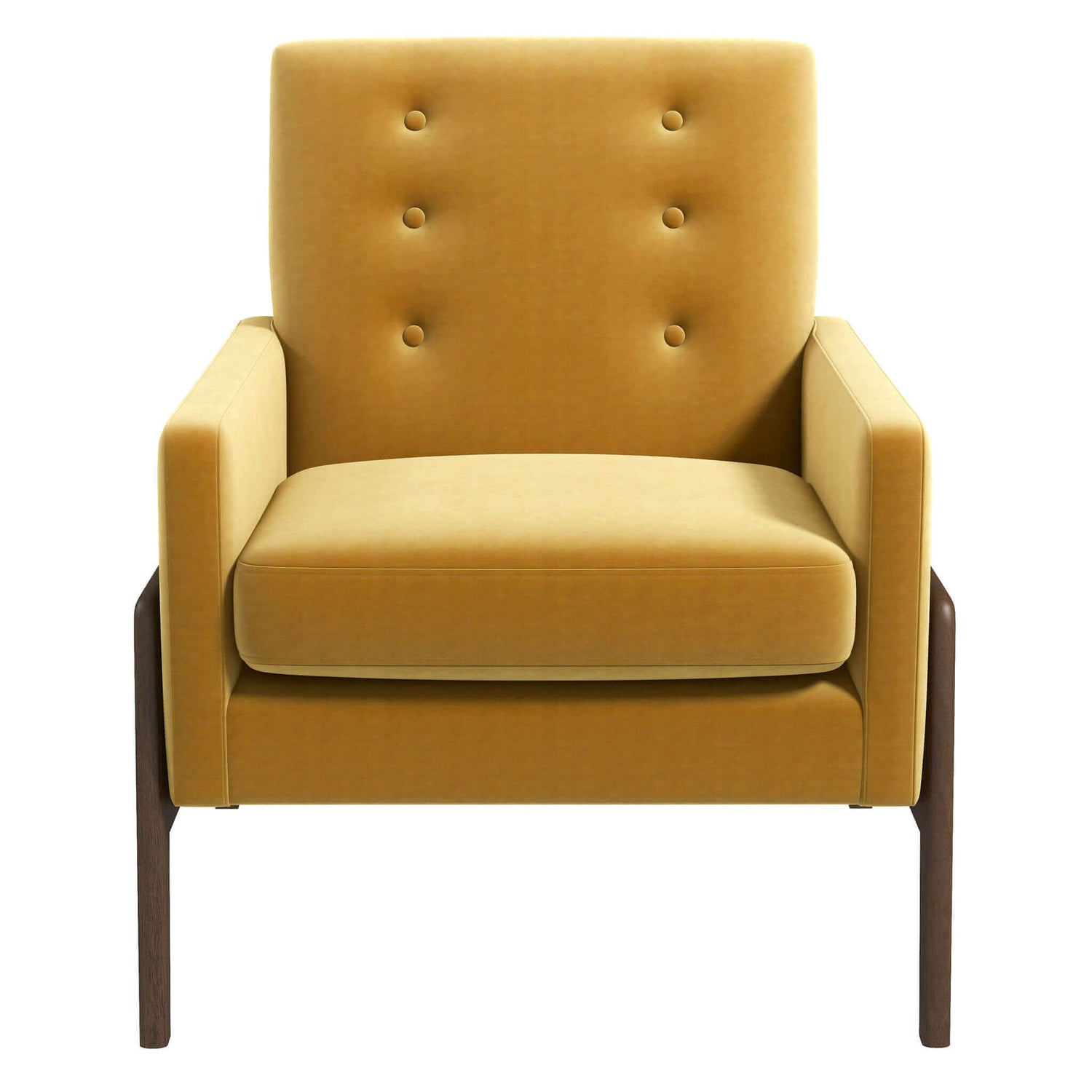 Cole Solid Wood Lounge Chair Yellow Fabric