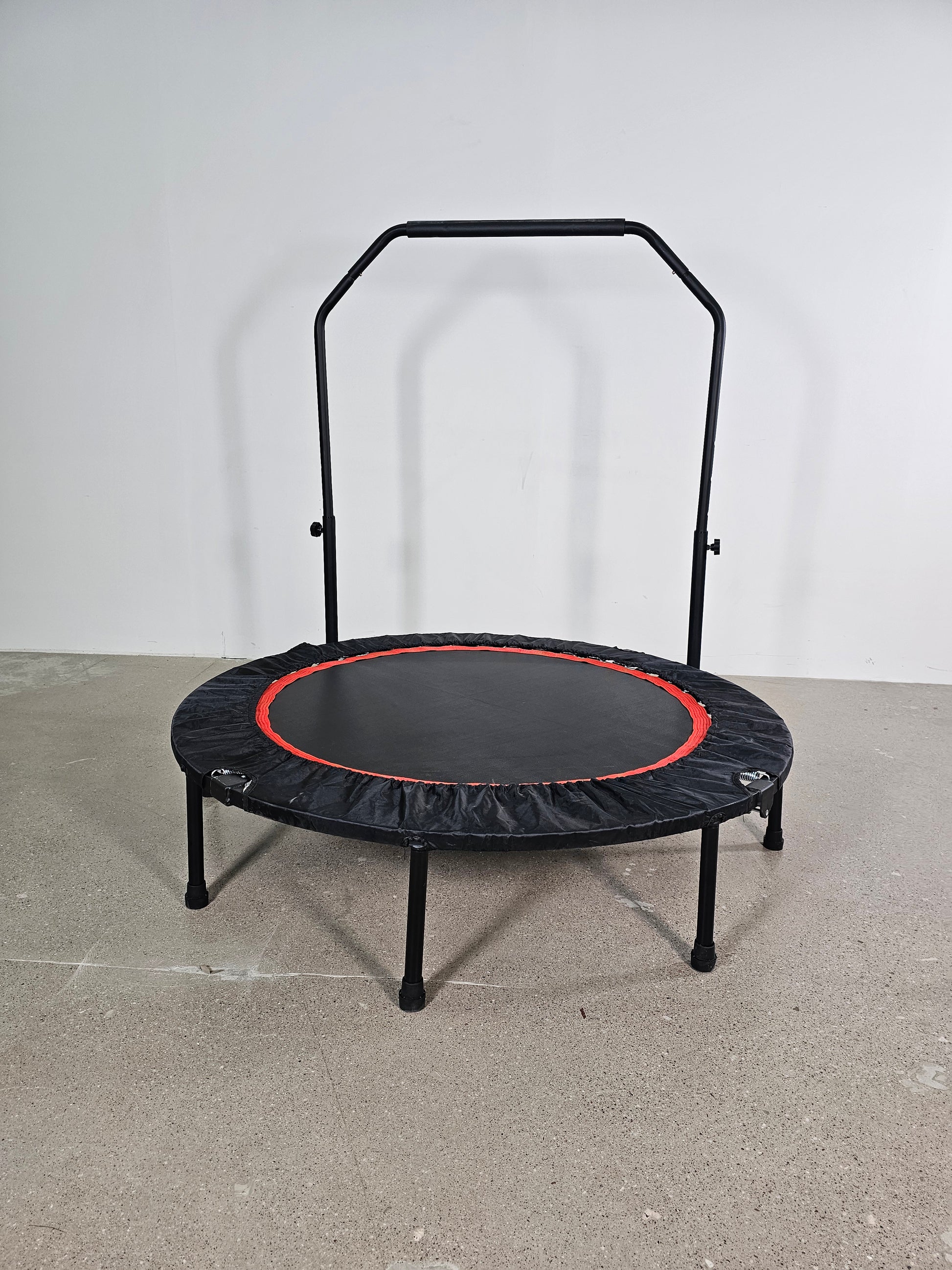 48" Foldable Mini Trampoline Max Load 300Lbs, Fitness Rebounder With Adjustable Foam Handle, Exercise Trampoline For Adults Indoor Garden Workout Black Abs Steel Q235