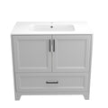 Solid Wood 36 Inch Bathroom Vanity With Single Sink Combo, Modern Vanity Cabinet With 2 Soft Closing Doors & 1 Full Extension Dovetail Drawer Light Grey 1 Light Grey 2 1 36 To 47 In 32 To 35 In Soft Close Doors Bathroom Freestanding Luxury,Modern 20 25