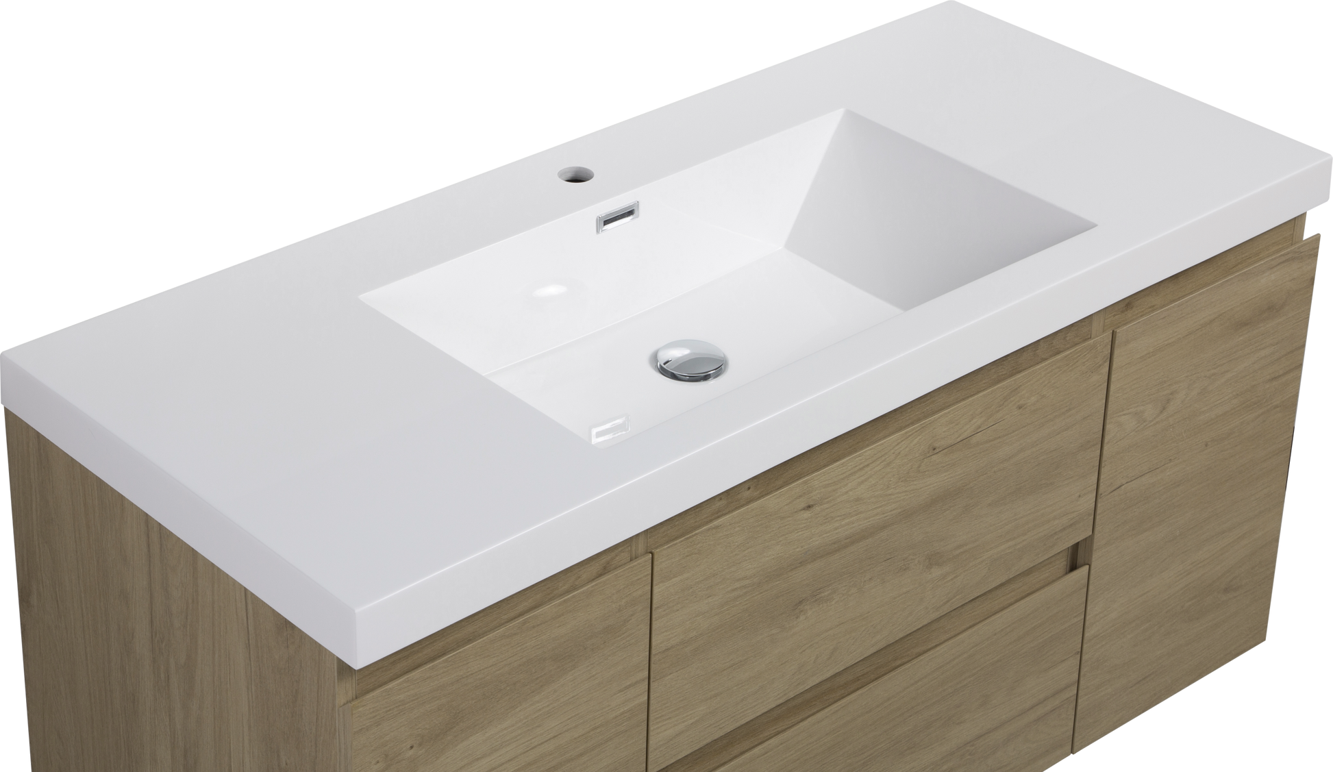 48" Floating Bathroom Vanity With Sink, Modern Wall Mounted Bathroom Storage Vanity Cabinet With Resin Top Basin And Soft Close Drawers, Natural Oak 24V11 48No 2 Oak 2 Bathroom Wall Mounted Melamine