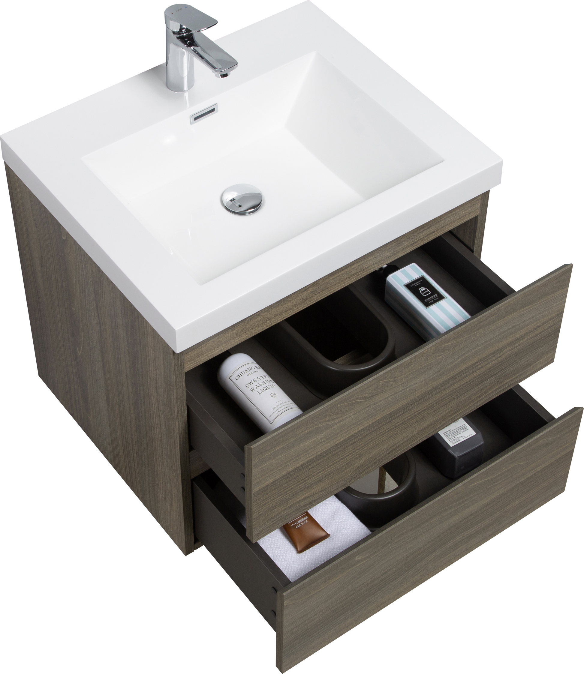 24" Floating Bathroom Vanity with Sink, Modern Wall 2-grey-bathroom-wall mounted-melamine