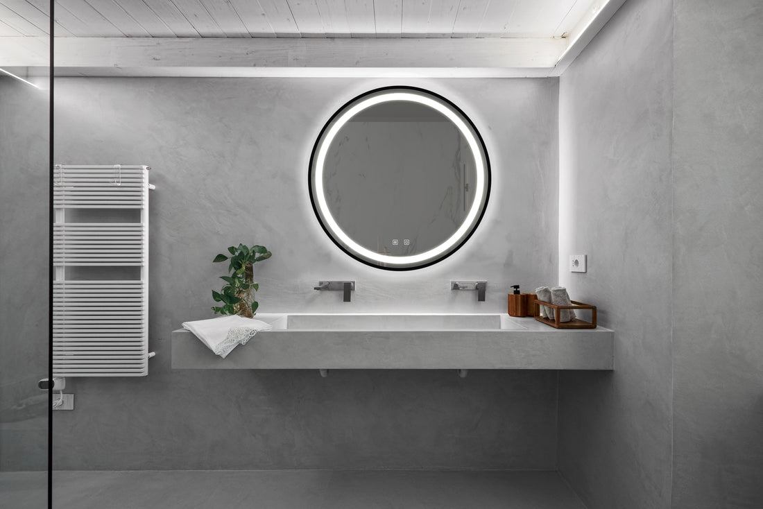 24Inch Bathroom Led Classy Vanity Mirror With Focused Backplane,Black Aluminum Alloy Frame,High Lumen,Dimmable Touch,Wall Switch Control, Anti Fog ,Cri 95 Adjustable 3000K 4500K 6000K ,Ip54 Waterproof Black And Silver Glass