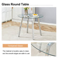 Modern Luxurious Round Tempered Glass Dining Table With Silver 7 Shaped Metal Legs,Suitable For Family Meals, Office Conferences, Or As A Casual Coffee Table For Various Occasions.36*36*29.5 Silver