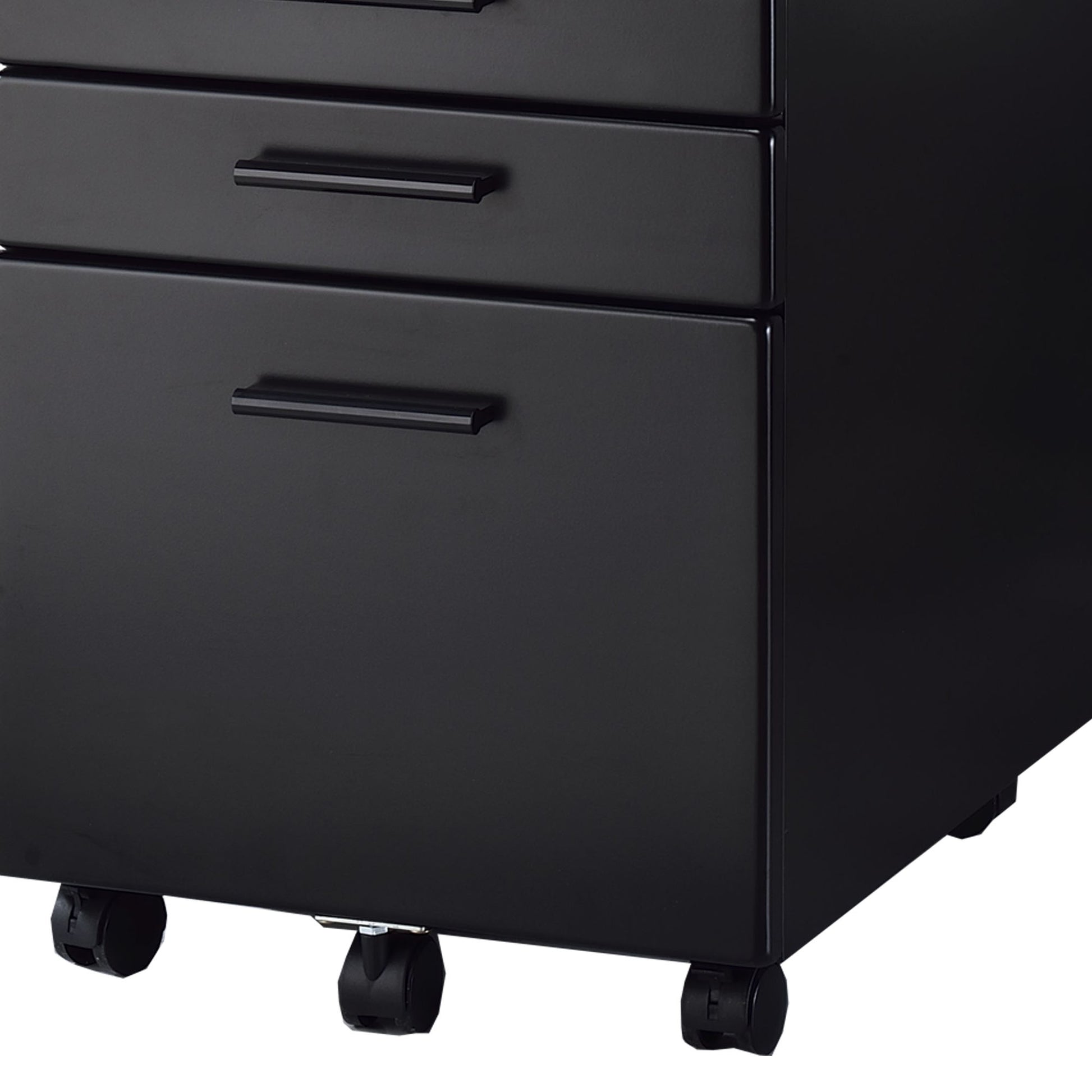 Contemporary Style File Cabinet With Lock System And Caster Support, Black Black Metal