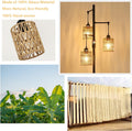 Floor Lamp Brown Black Rattan Metal