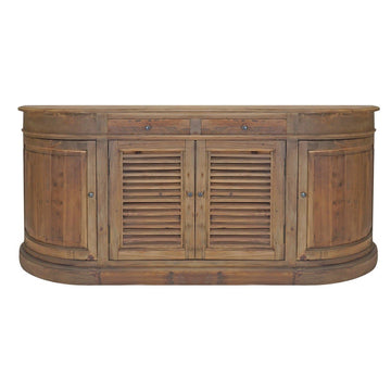 70 Inch Sideboard Console Serving Buffet Cabinet, 2 Shuttered Doors, Brown Brown Wood Metal