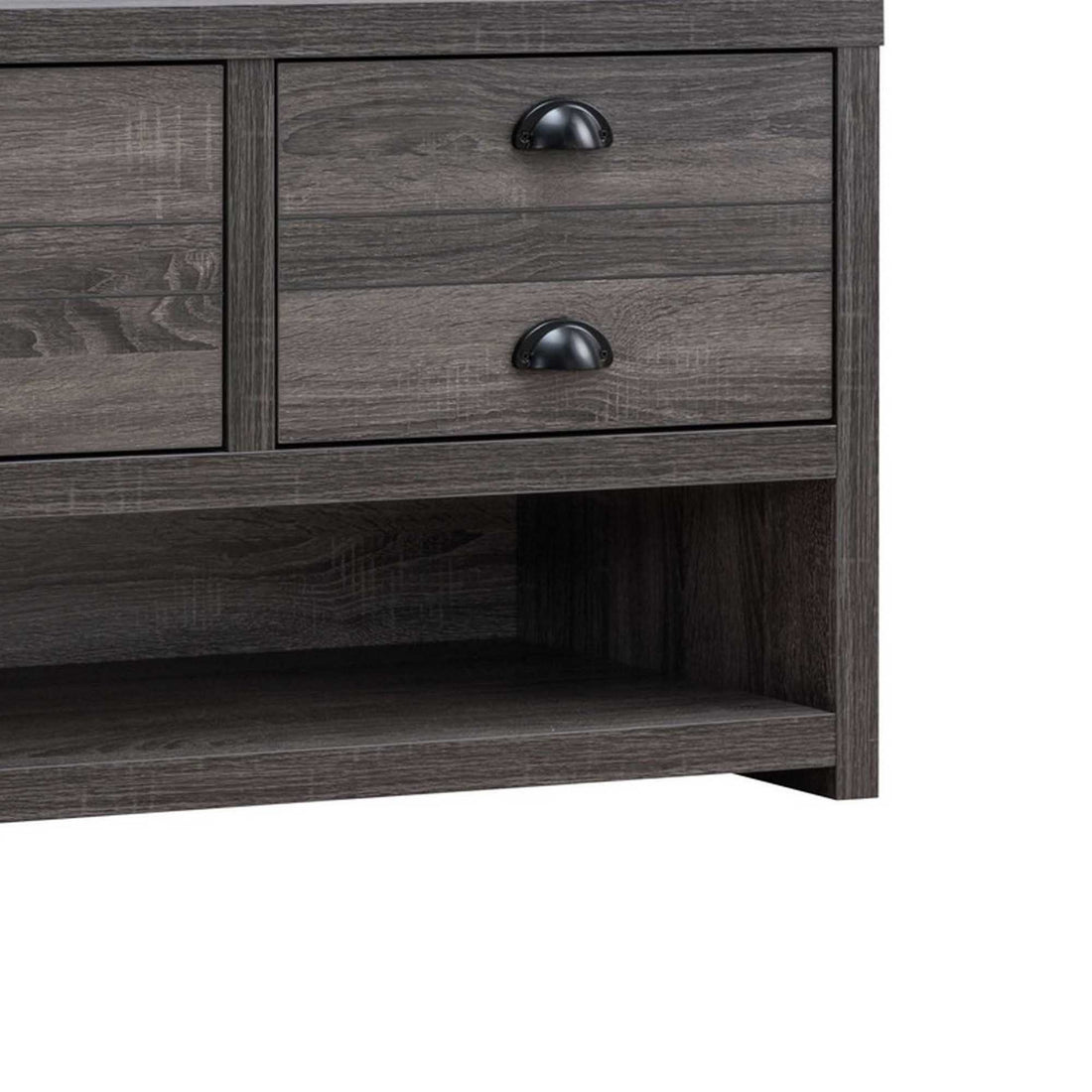 60 Inch Modern Tv Entertainment Console, 3 Drawers, Open Bottom Shelf, Gray Gray 60 69 Inches Wood Metal