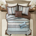 5 Piece Reversible Jacquard Bedspread Set Blue Queen Queen Blue Cotton