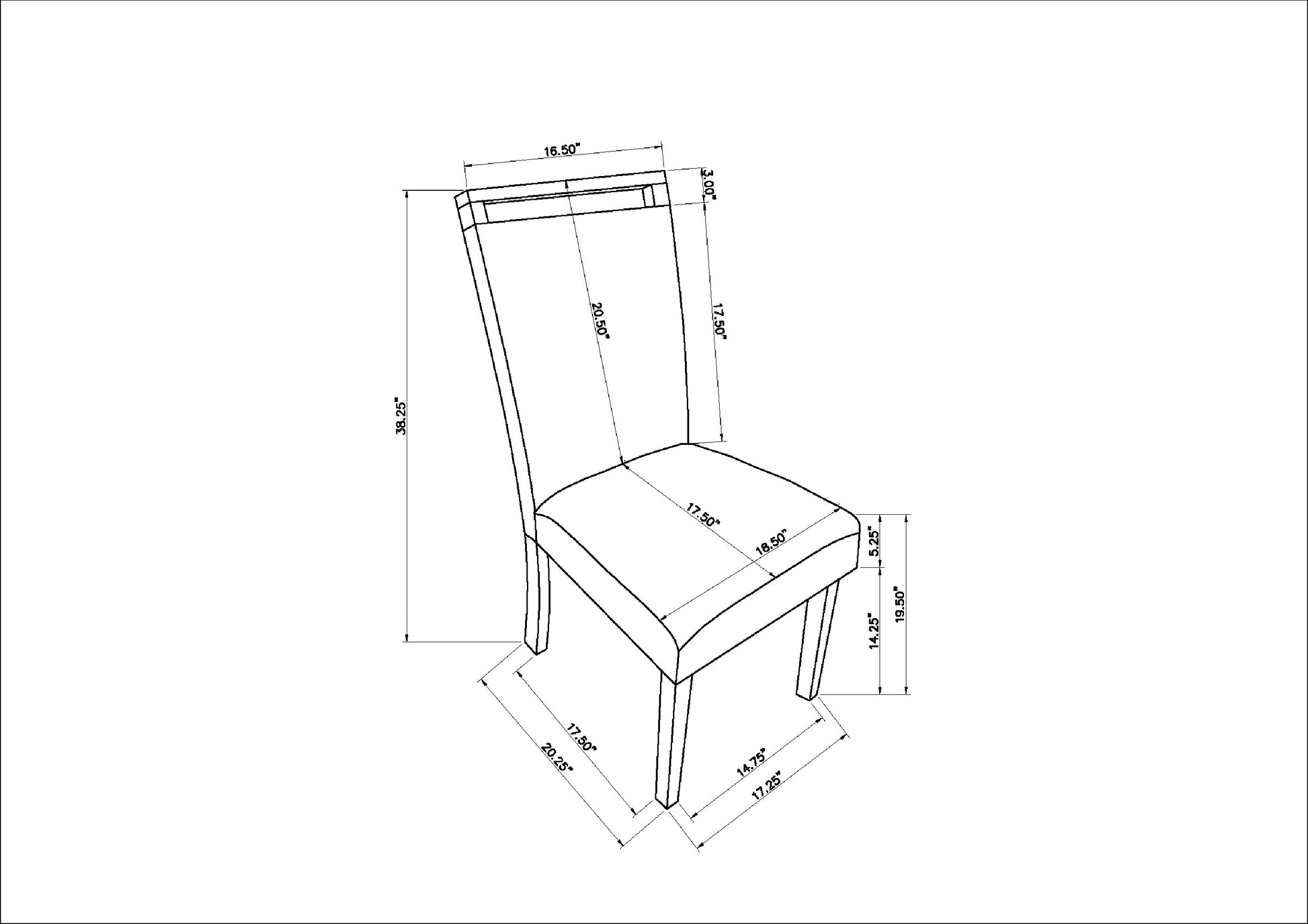 Contemporary Full Back Upholstered Dining Side Chair 2Pc Set Gray Stan