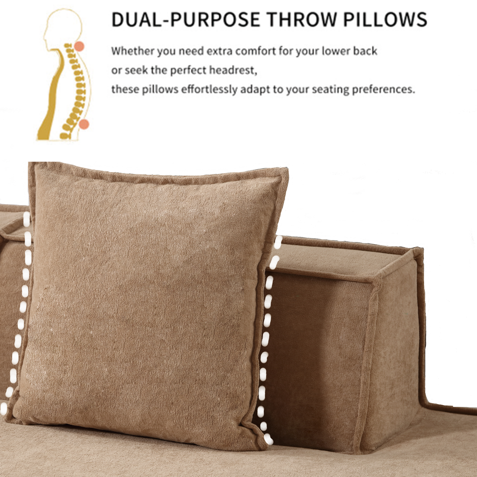 Modular Combination Living Room Sofa Set, Modern Minimalist Sofa, Free Installation Sofa, L Shaped, Italian Minimalist Tofu Block Sofa, Left Hand Facing,Terrycloth Fabric, Light Brown Light Brown Polyester Primary Living Space Soft Modern Polyester 3