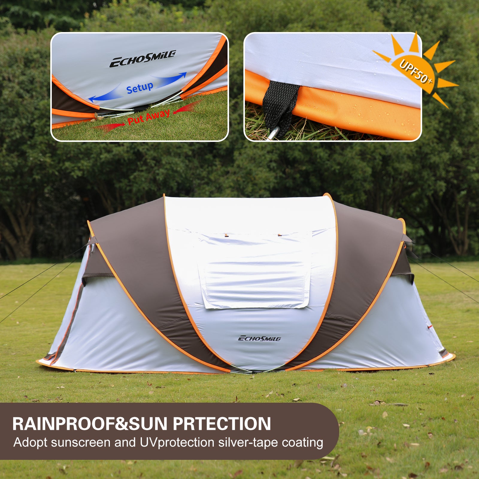 4 6 Persons White Light Orange Pop Up Boat Tent White Light Orange Polyethylene