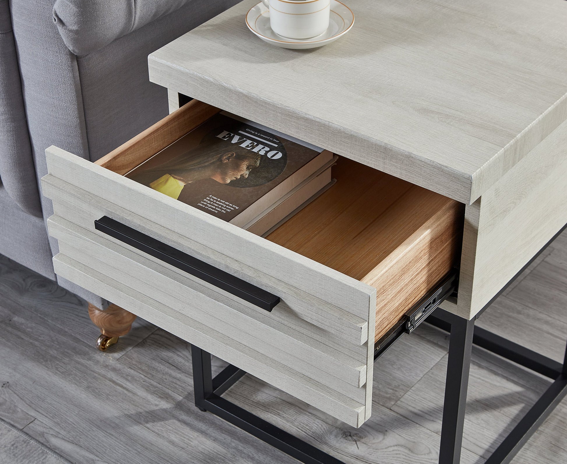 Belize 3 Piece Upholstered Bedroom Set, Tufted Wingback Bed With Two White Nightstands Box Spring Required Queen Grey White Wood 3 Piece Set Bedroom Bed Included,Nightstand Included Contemporary Wood Tufted Polyester Engineered Wood