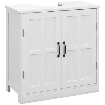 Bathroom Sink Cabinet, Pedestal Sink Cabinet With Adjustable Shelf, White White Particle Board