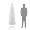 Homcom 7' Artificial Pencil Christmas Tree, Slim Xmas Tree With 499 Realistic Branch Tips And Plastic Stand, White White Polyvinyl Chloride