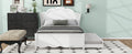 Full Size Wood Platform Bed With Headboard And Twin Size Trundle, White Box Spring Not Required Full White Wood Bed Frame Solid Wood Mdf