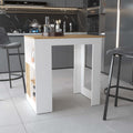 Aurora Kitchen Island With Open Compartment And Cabinet In White And Macadamia White Engineered Wood