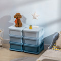 Qaba 3 Tier Kids Storage Unit, 6 Drawer Chest Toy Organizer Plastic Bins For Kids Bedroom Nursery Kindergarten Living Room For Boys Girls Toddlers, Blue Blue Plastic