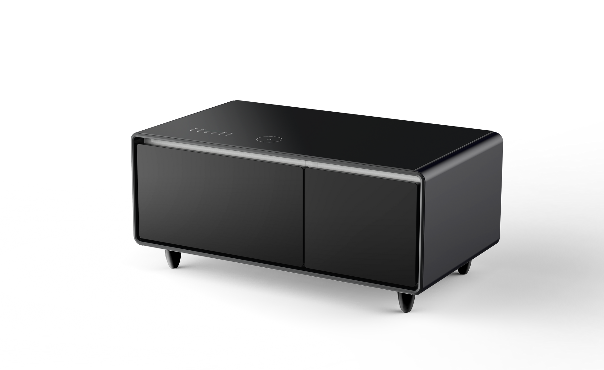 Party Time Modern Style Led Display Refrigerator Coffee Table In Black Color Black Built In Outlets Or Usb Primary Living Space Modern Freestanding Rectangular Drawers Coffee & End Tables Glossy